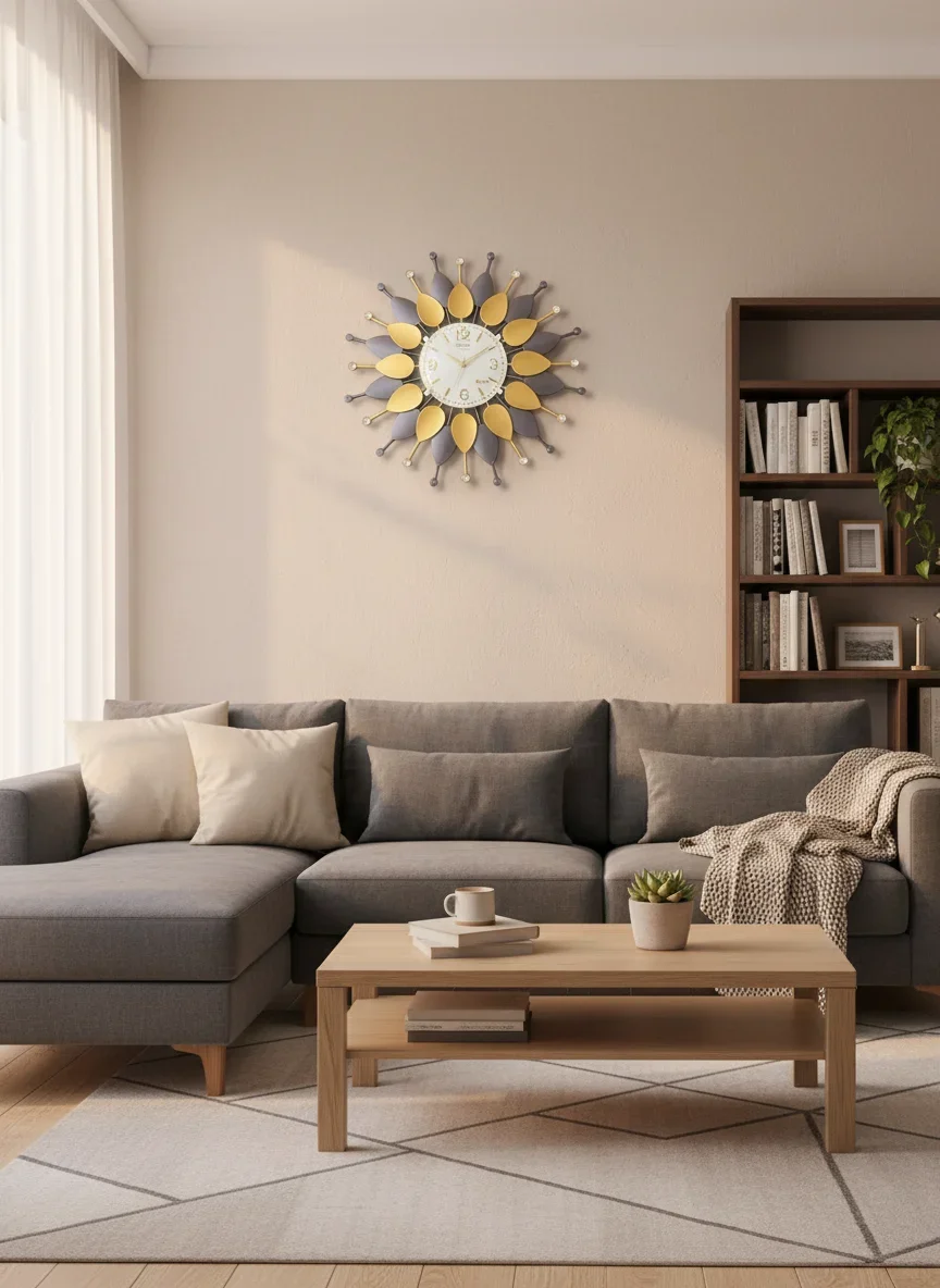 Roxon 1300 Gold & Gray Metal Wall Clock lifestyle 1