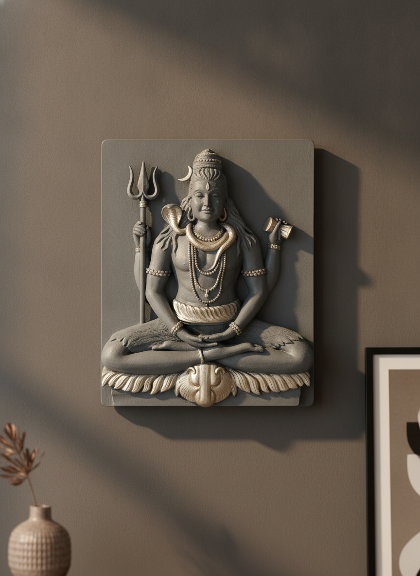 Capital Lord Shiva Grey and Silver Wall Art on wall color