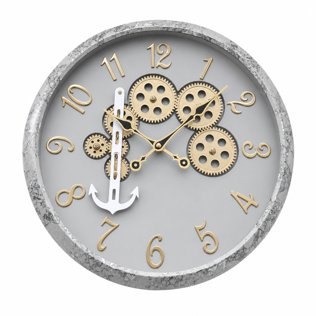 Milan h155-LightGray Decorative Gears & Anchor Wall Clock
