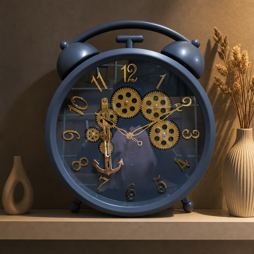 Milan h255 Gold Steampunk Wall Clock with Visible Gears - Decor 8