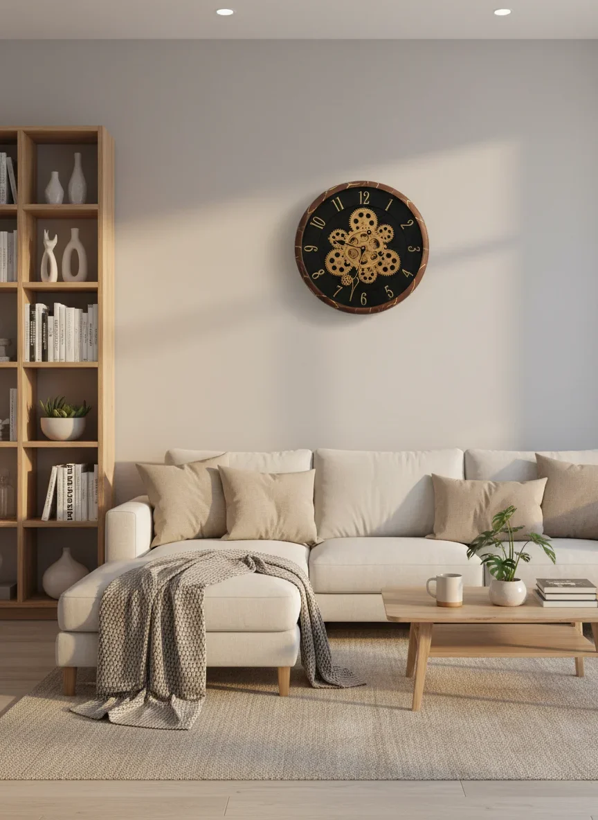 Sapna 3421 Gear Wall Clock - Brown & Gold - Sapna - Wall Clock 14 inch - Wall Clock, Gear Clock, Steampunk Clock - Image 3