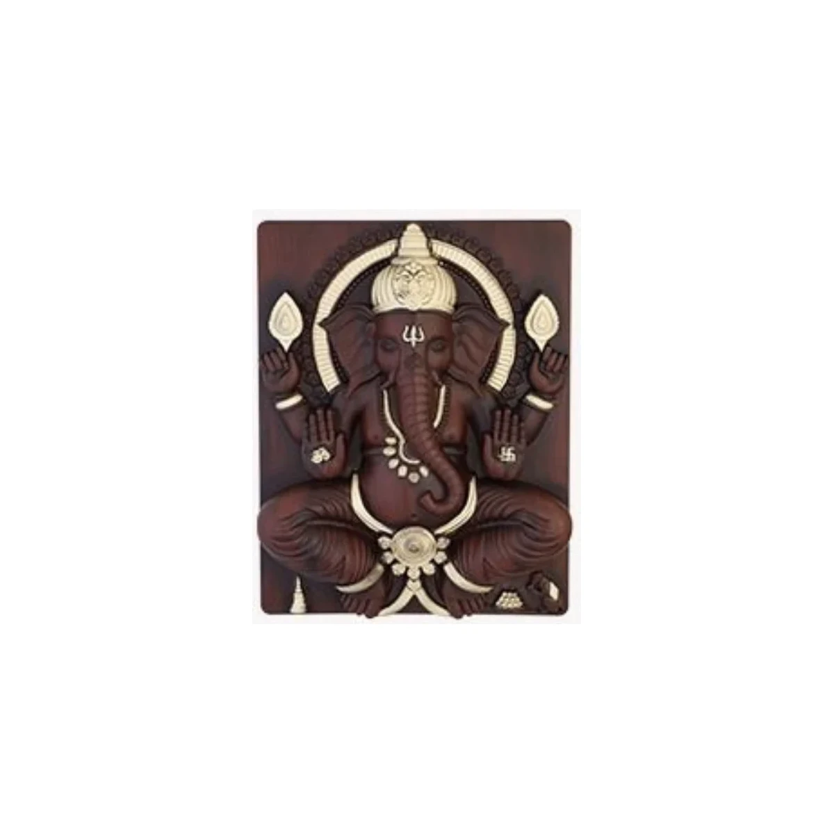Capital Ganesh Ji Meditating Wall Art - Brown with Gold Accents