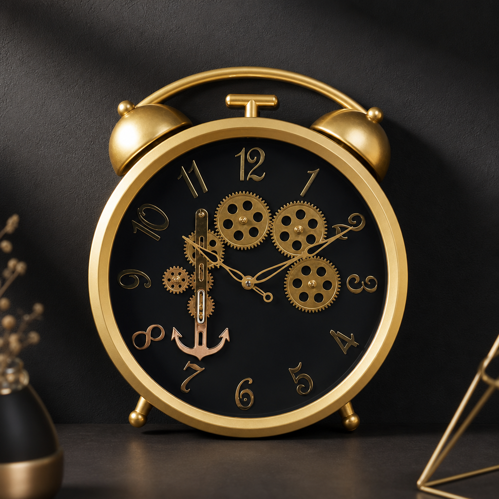 Milan h255 Gold Steampunk Wall Clock with Visible Gears lifestyle 3