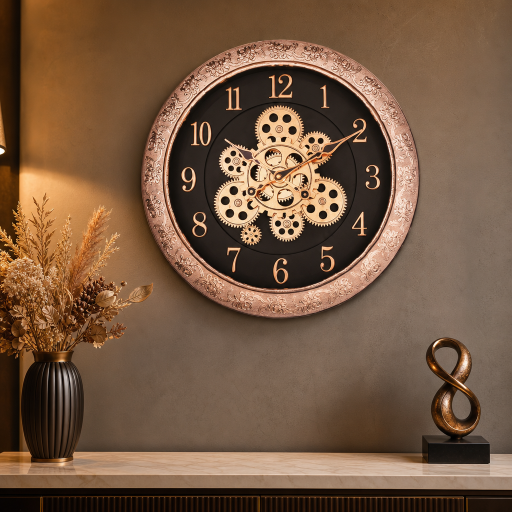 Sapna 3331 Ornate Wall Clock with Visible Gears - Decor 1