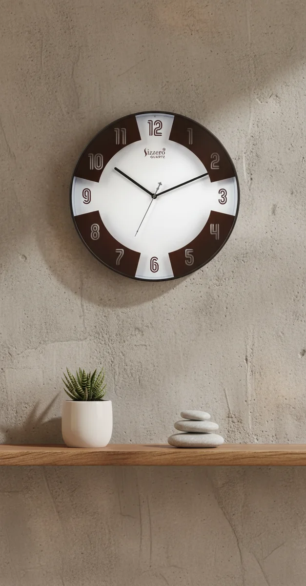 Sizzero 1408 Modern Wall Clock - Brown