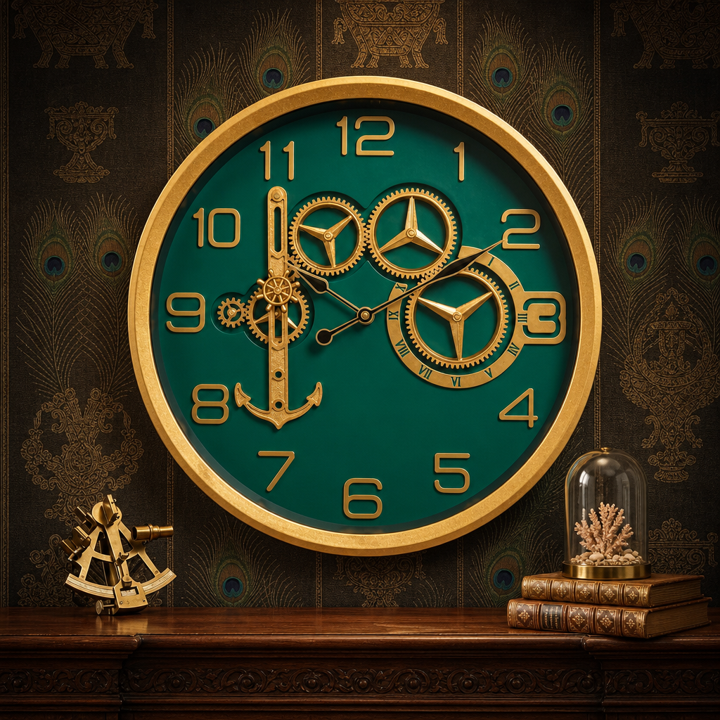 SkyZZer 017-EmeraldGreen Steampunk Nautical Wall Clock - Decor 2