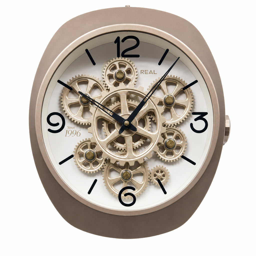 Real RG-06 Metallic Bronze Decorative Wall Clock with Visible Gears