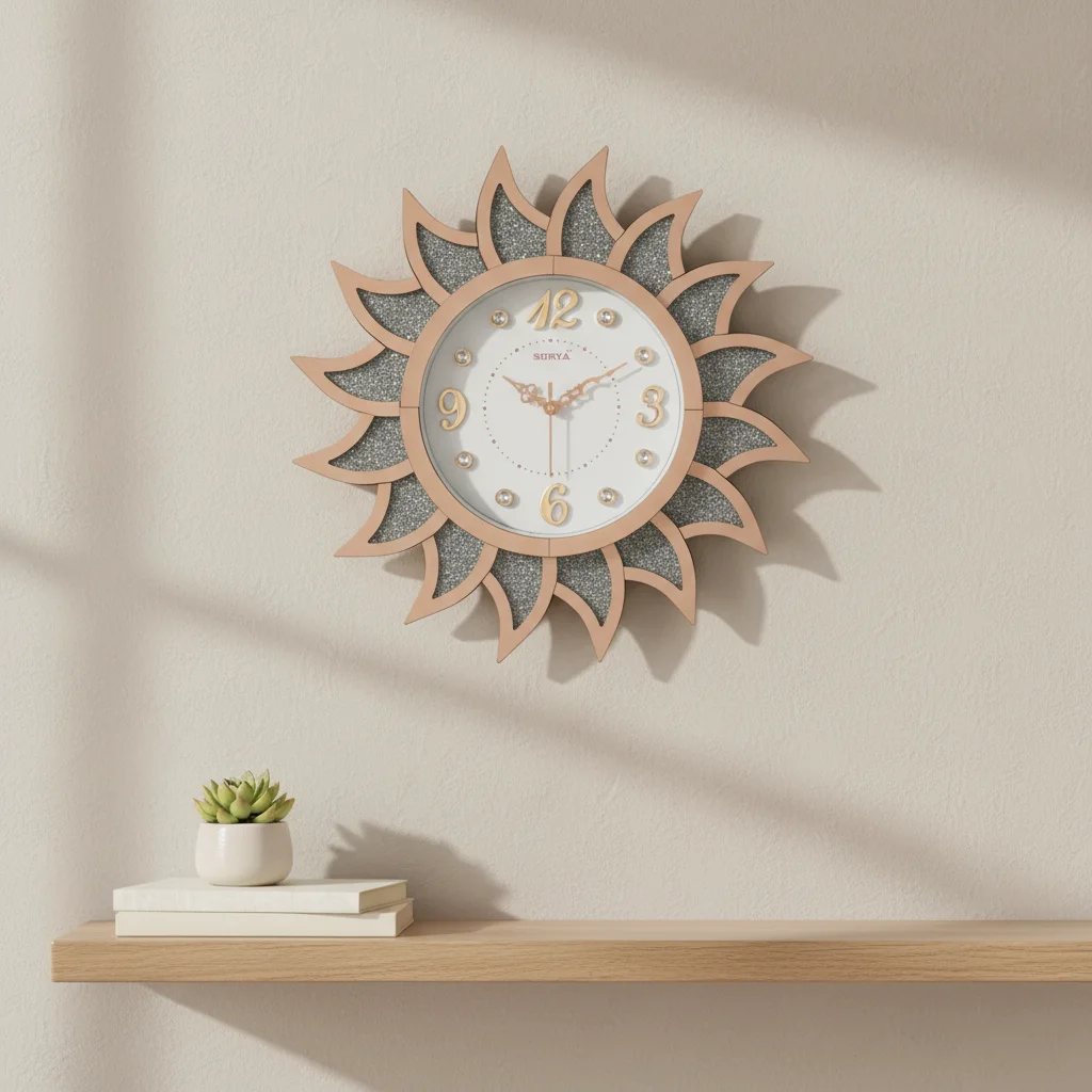 Surya S219 Glitter Sunburst Wall Clock