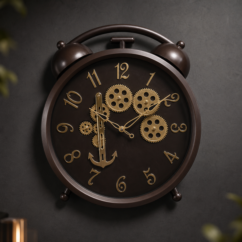Milan h255 Gold Steampunk Wall Clock with Visible Gears lifestyle 6