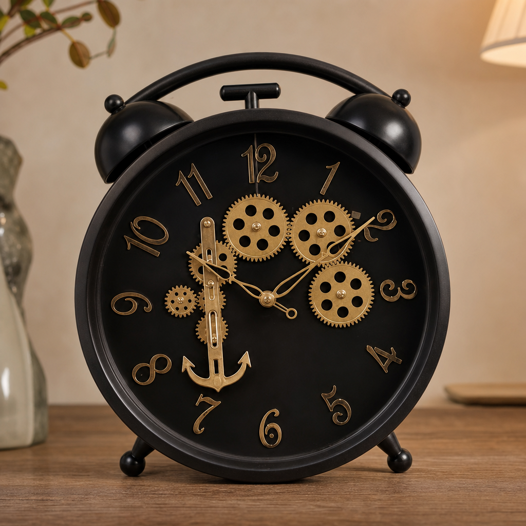 Milan h255 Gold Steampunk Wall Clock with Visible Gears - Decor 10