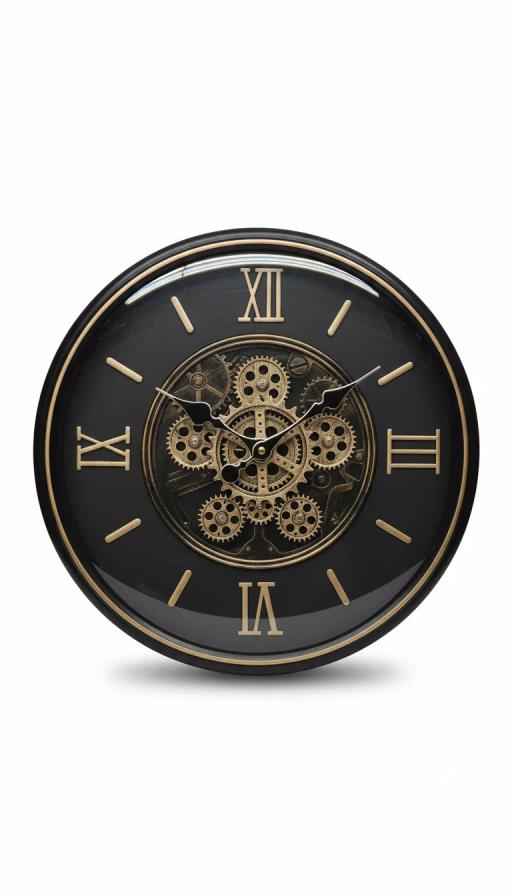 Steampunk Gear Wall Clock - Black & Gold key highlights