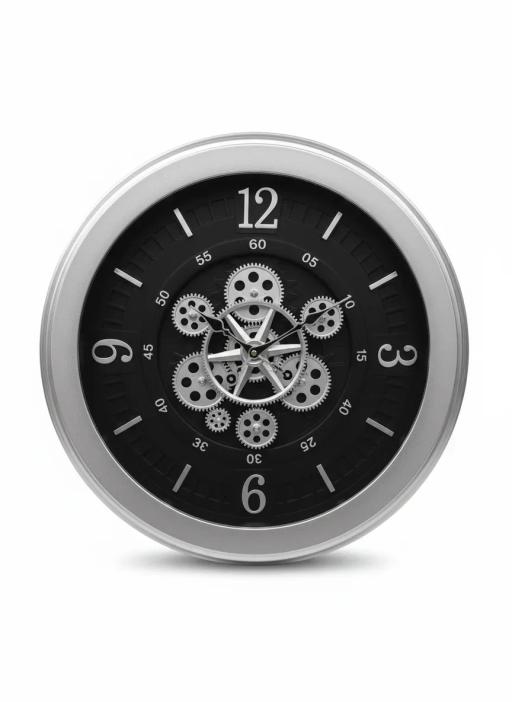 Sapna 3451 Gear Wall Clock - Silver & Black key highlights