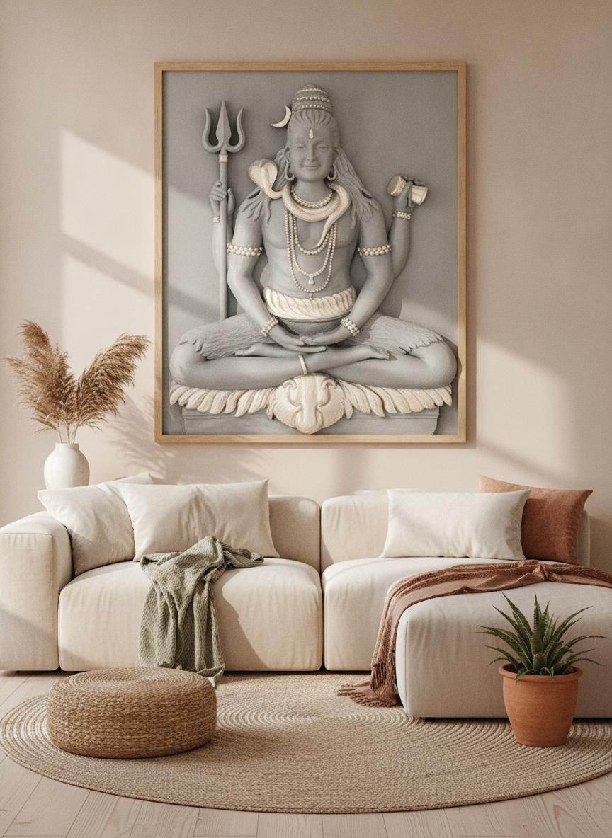 Capital Lord Shiva Grey and Silver Wall Art lifestyle 2