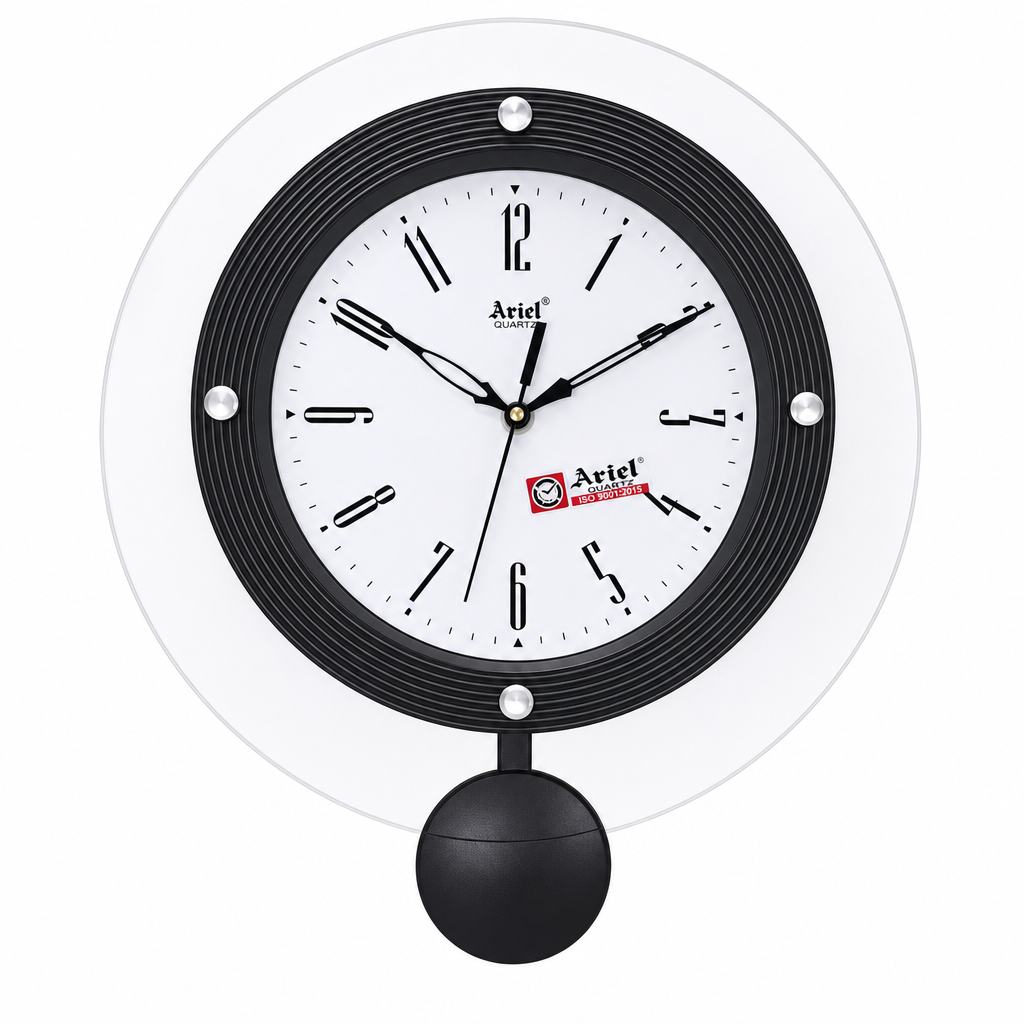 Sm Black With White Dial Quartz Wall Clock