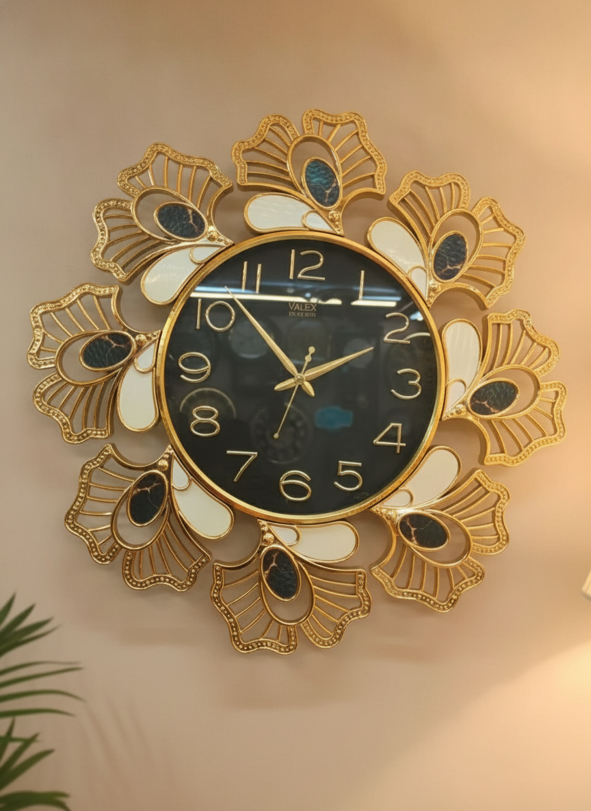 Valex 131 Ornate Gold & Black Wall Clock