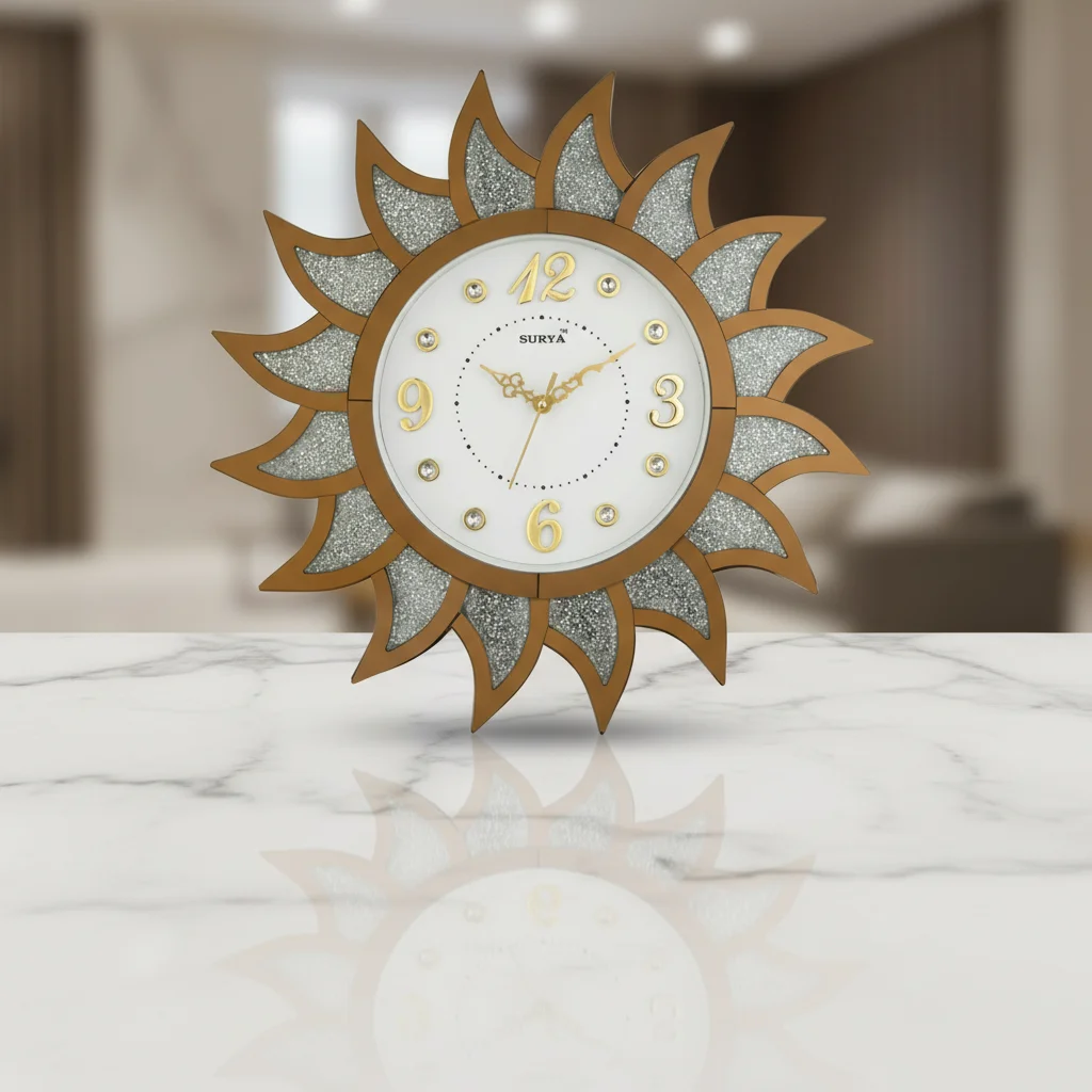 Surya S219 Glitter Sunburst Wall Clock