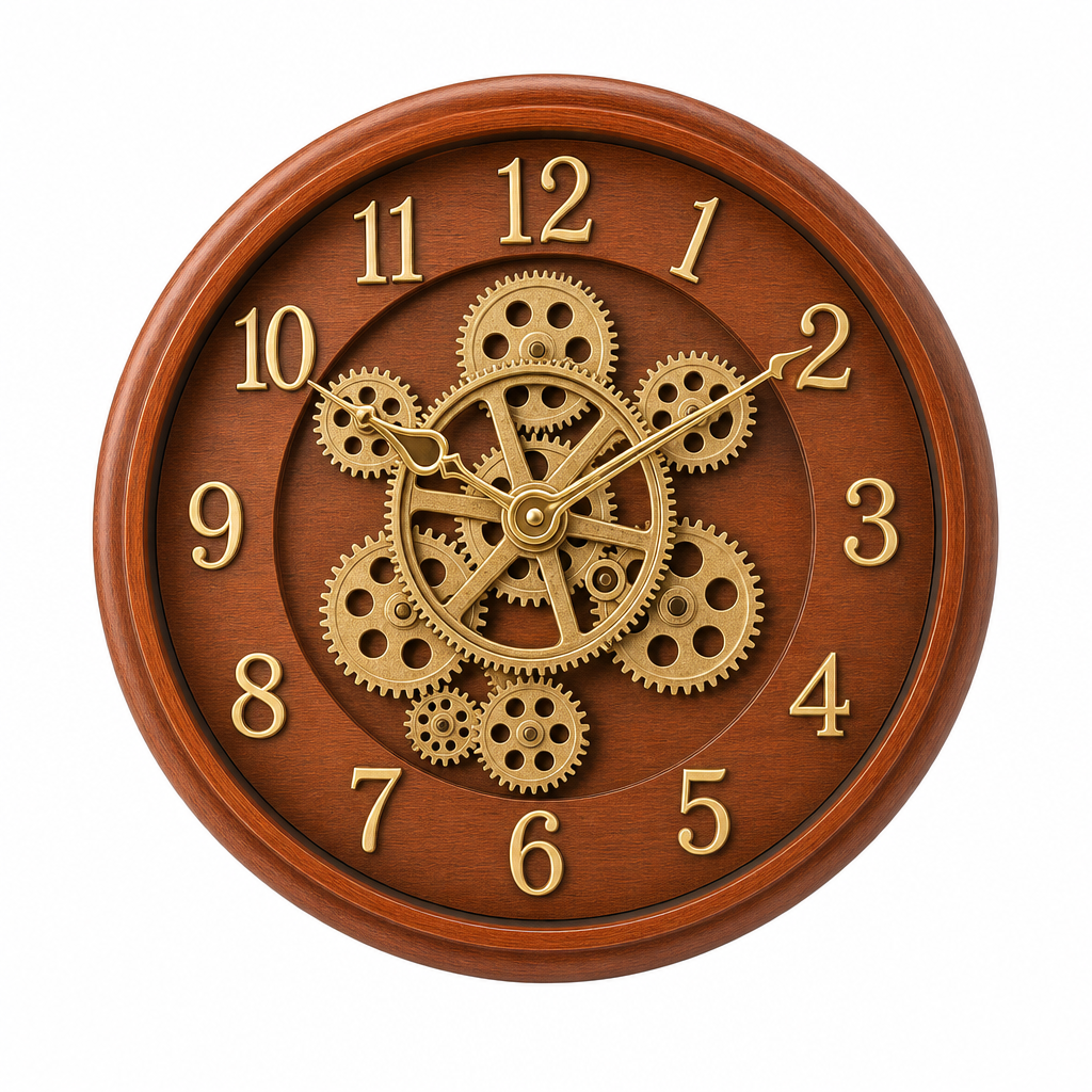 Sapna 3511 Rustic Wooden Decorative Gear Wall Clock