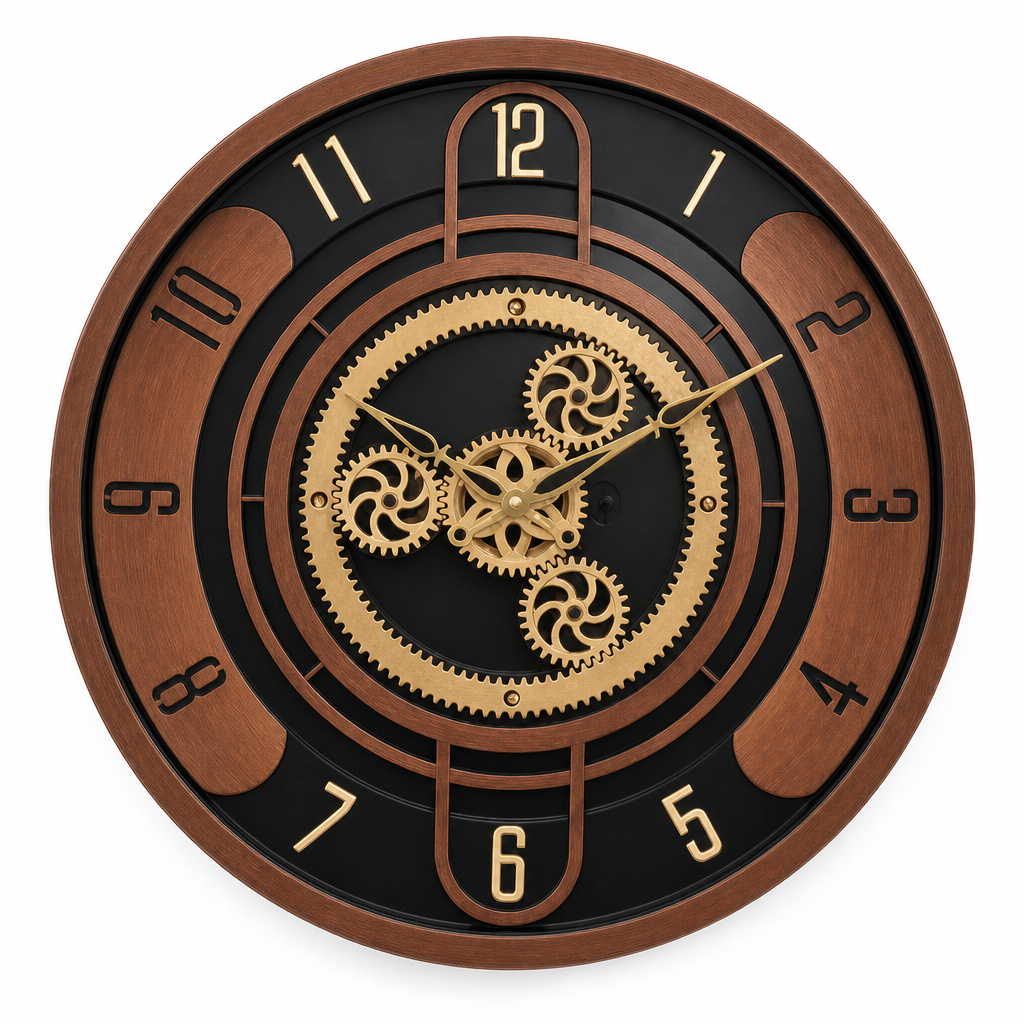 SkyZZer 1818 Steampunk Gear Wall Clock - Dark Bronze & Black