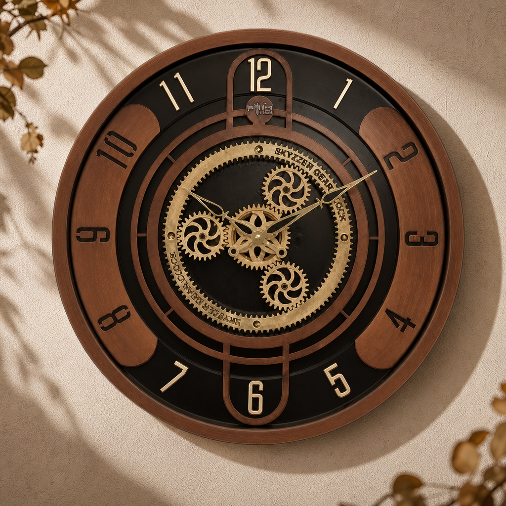 SkyZZer 1818 Steampunk Gear Wall Clock - Dark Bronze & Black - Decor 2