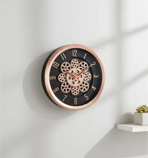 Industrial Chic Rose Gold Gear Wall Clock by Capital - capital 301 - Premium Wall Clock 12 inch
