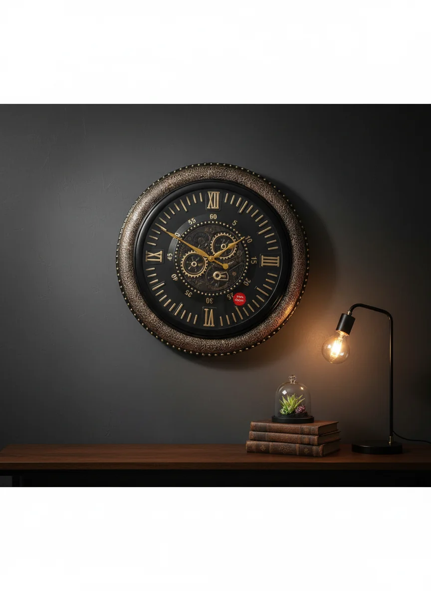 Ornate Black & Gold Wall Clock