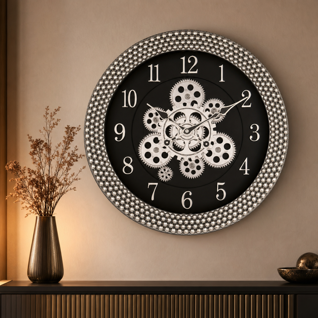 Sapna 3521 Decorative Brown & Gold Exposed Gear Wall Clock - Decor 6