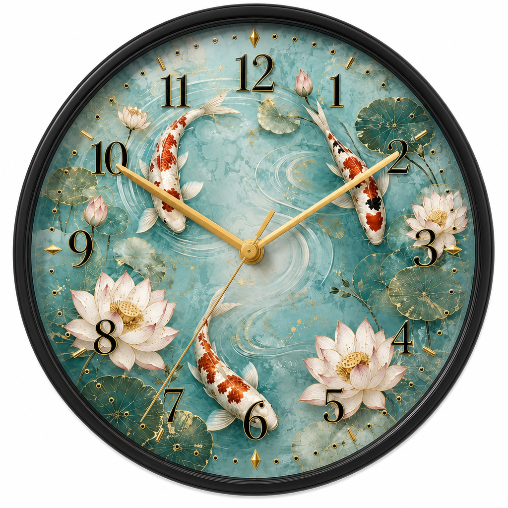 The Clock Factory 031 Koi Pond Decorative Wall Clock