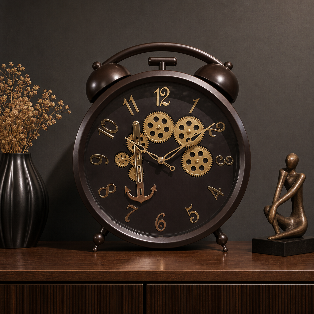 Milan h255 Gold Steampunk Wall Clock with Visible Gears lifestyle 4