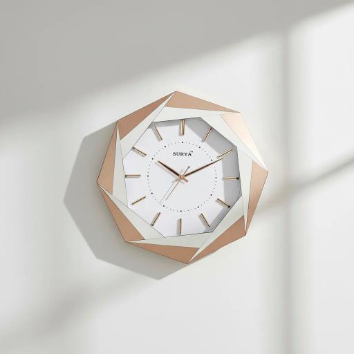 Surya S329 Geometric Gold Wall Clock - Surya s 329-RoseGold - Premium Wall Clock 16 inch