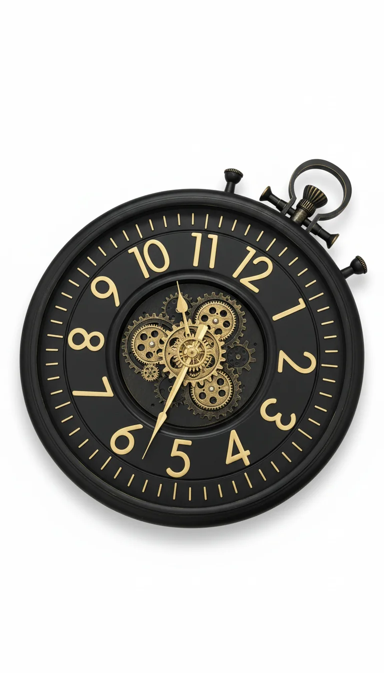 Steampunk Gear Wall Clock Black & Gold