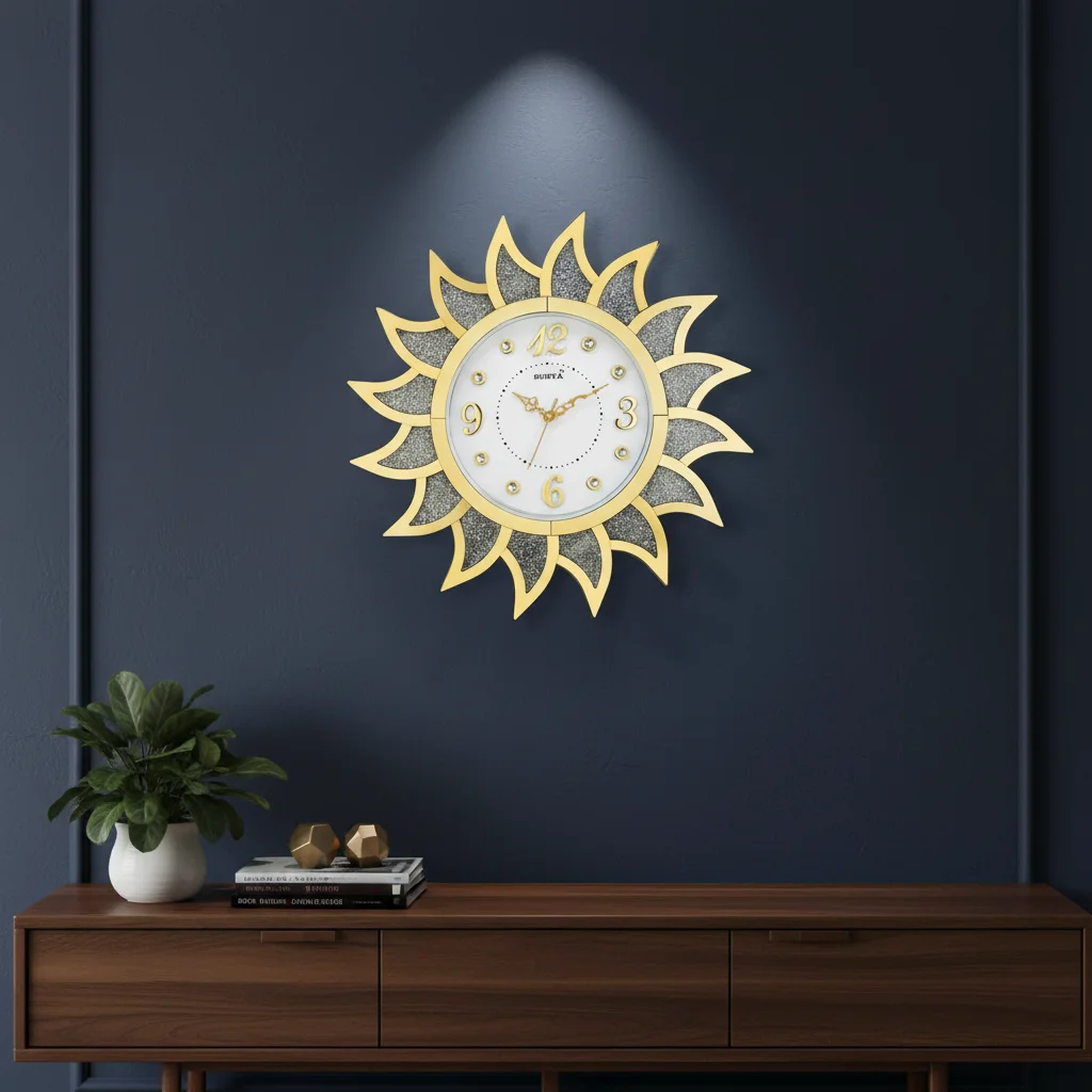 Surya S219 Glitter Sunburst Wall Clock
