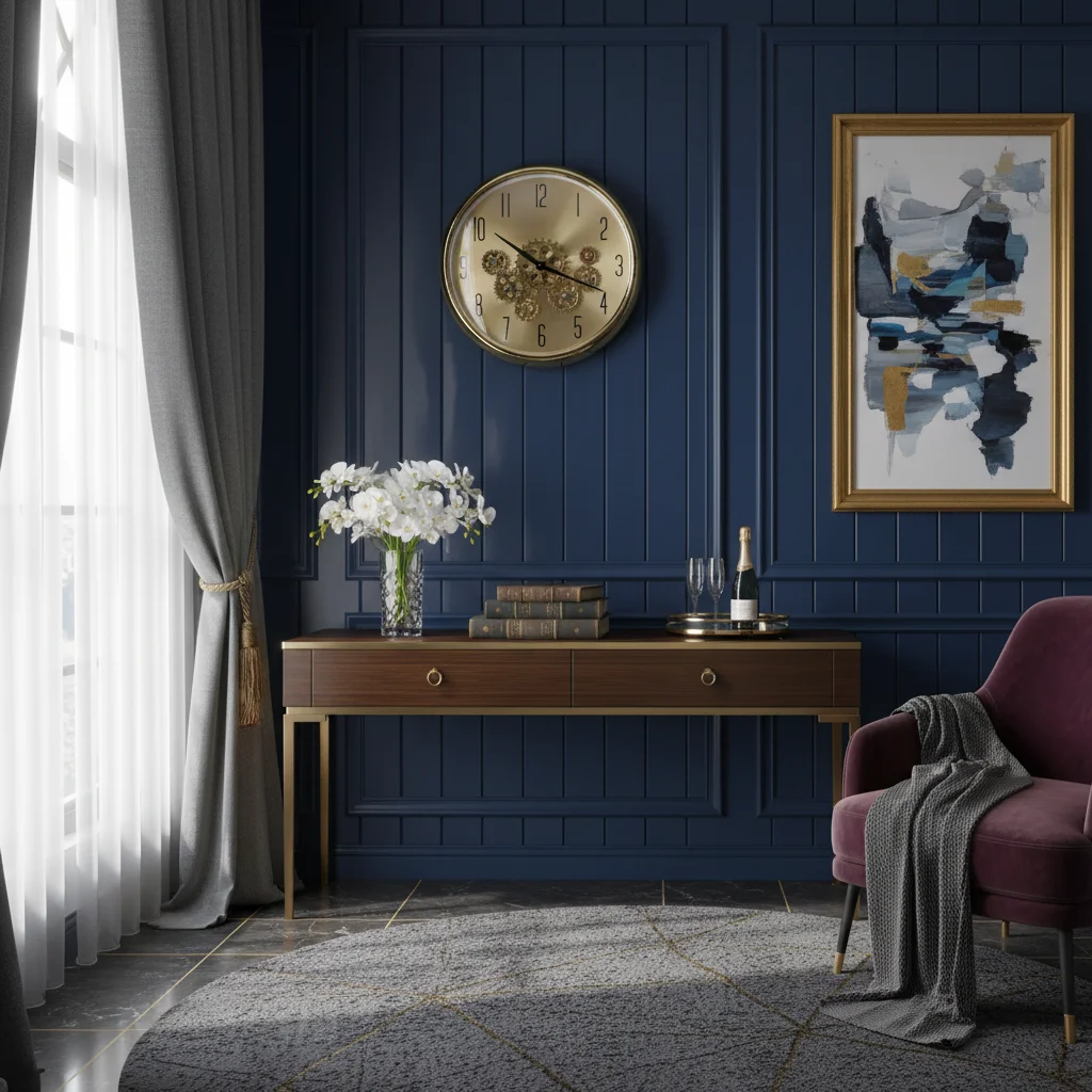 Sleek Golden wall Clock with moving gear - Decor 5