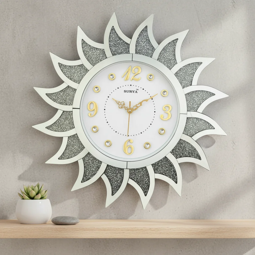 Surya S219 Glitter Sunburst Wall Clock