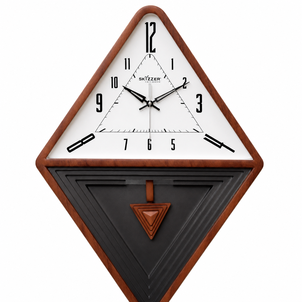 SkyZZer 1621 Modern Brown and White Diamond Geometric Wall Clock