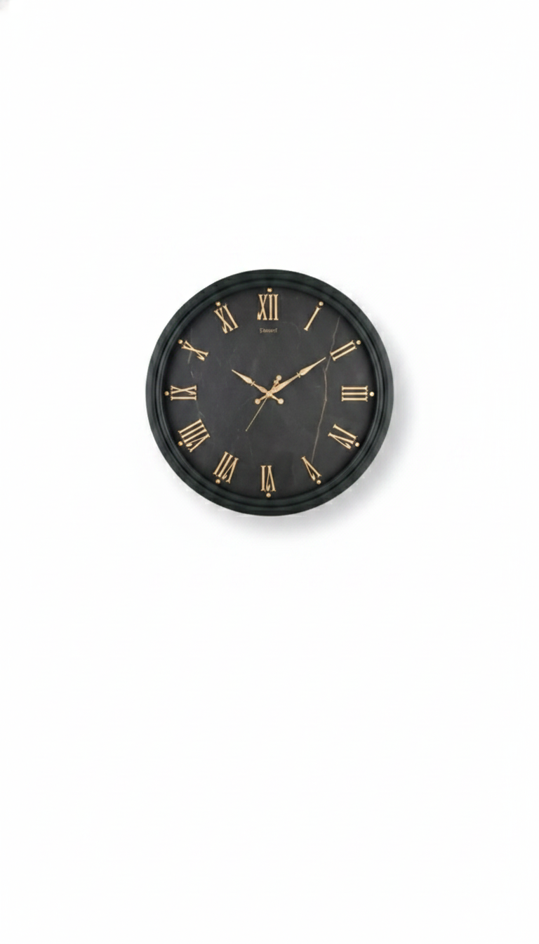 Sizzero 2200 Dark Green Wall Clock with Gold Roman Numerals and Marble Effect Dial