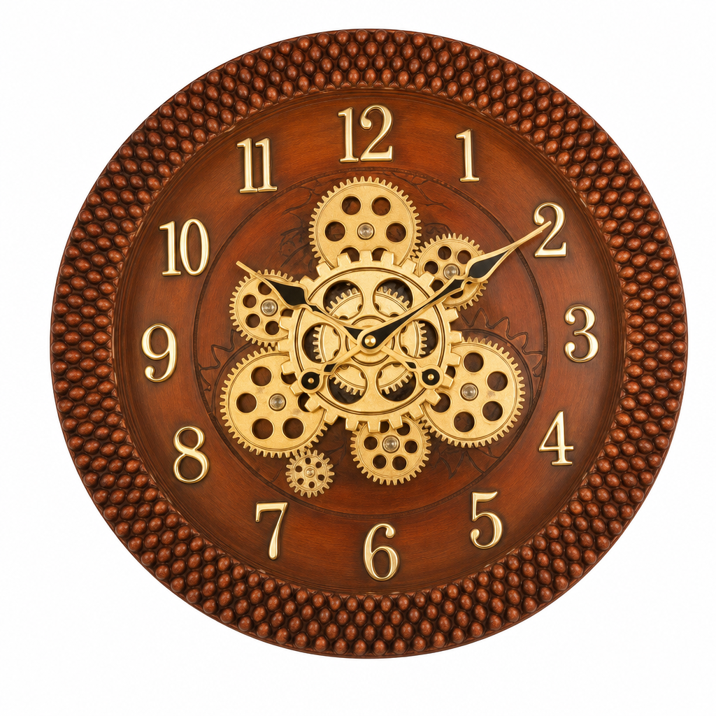 Sapna 3521 Decorative Brown & Gold Exposed Gear Wall Clock