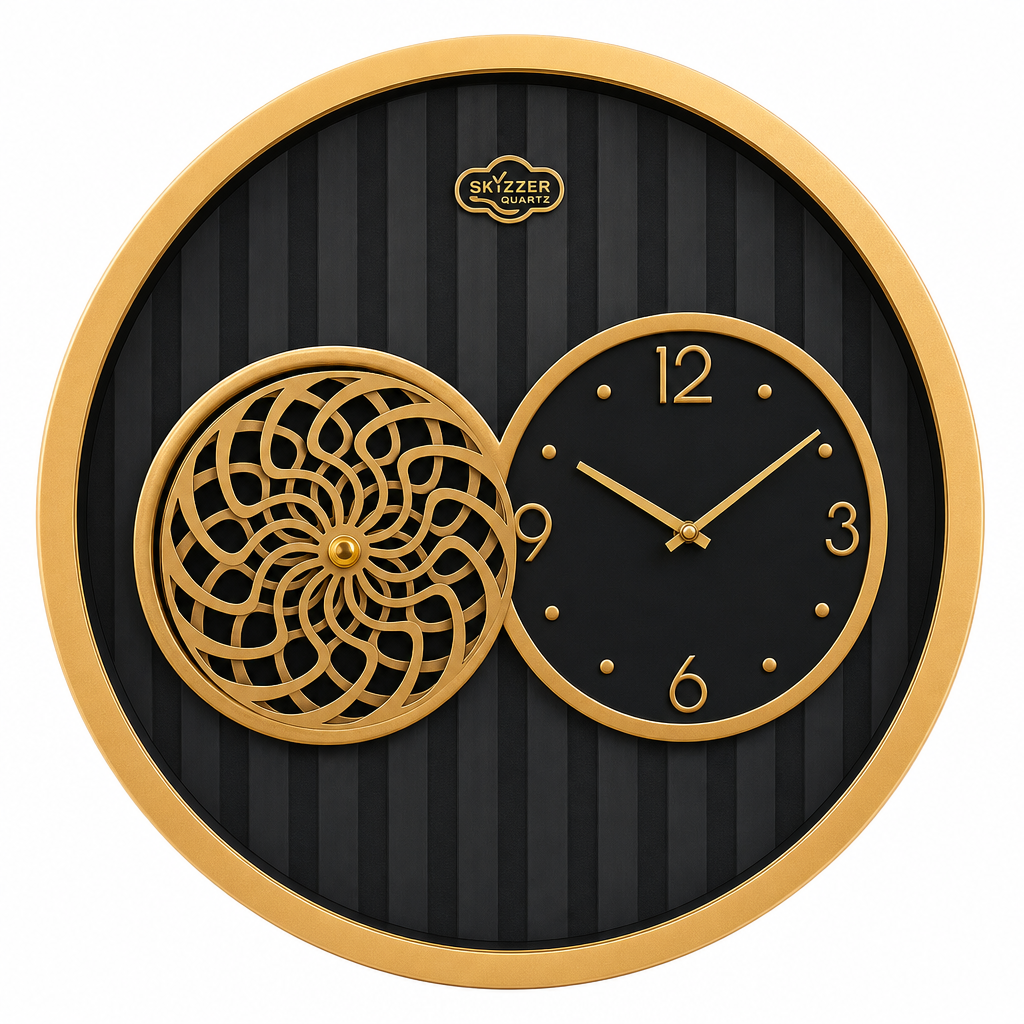 SkyZZer 018-GoldandBlack Modern Gold & Black Wall Clock