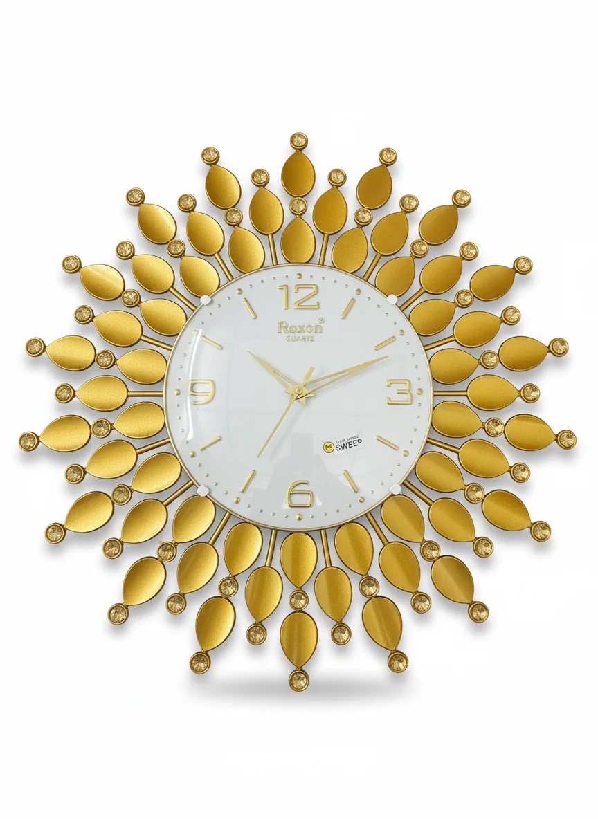 Roxon 1400 Gold Sunburst Wall Clock - Roxon - Wall Clock 18 inch - Wall Clock, Gold Clock, Sunburst Clock - Image 2