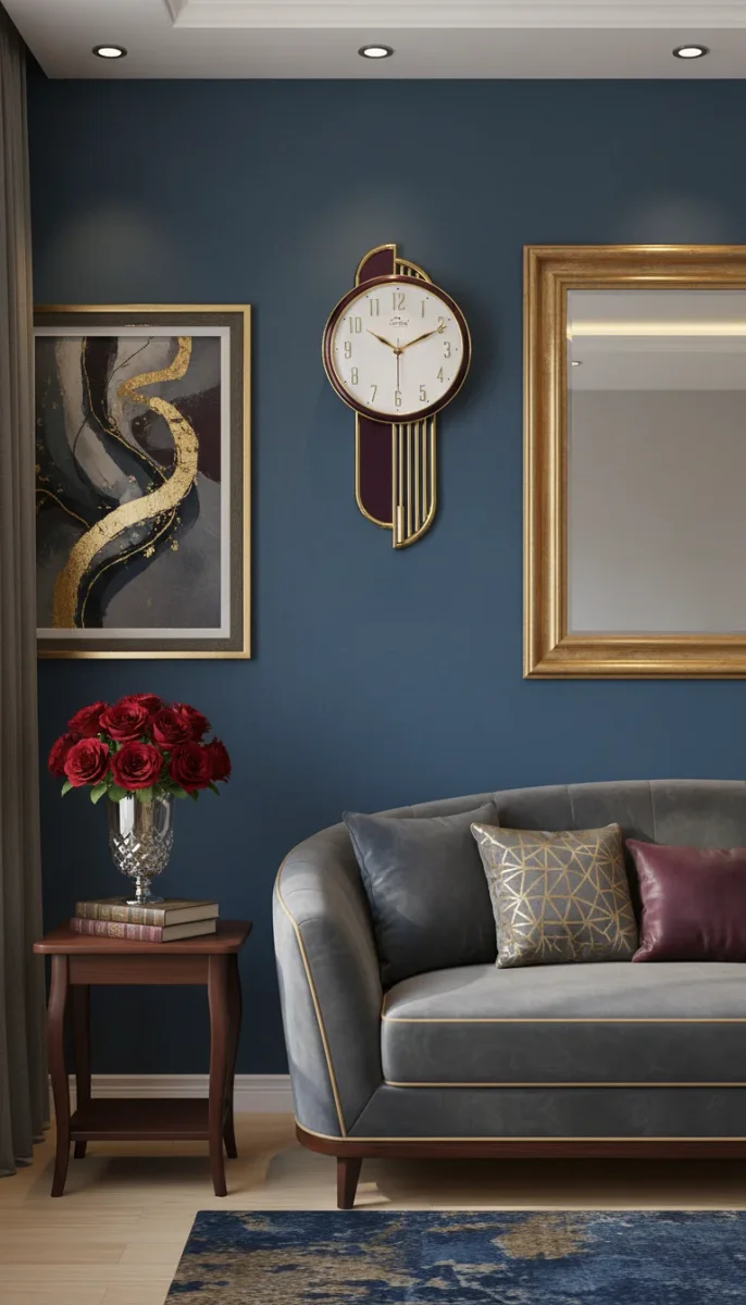 Livon pd02 Elegant Gold & Plum Decorative Wall Clock lifestyle 5