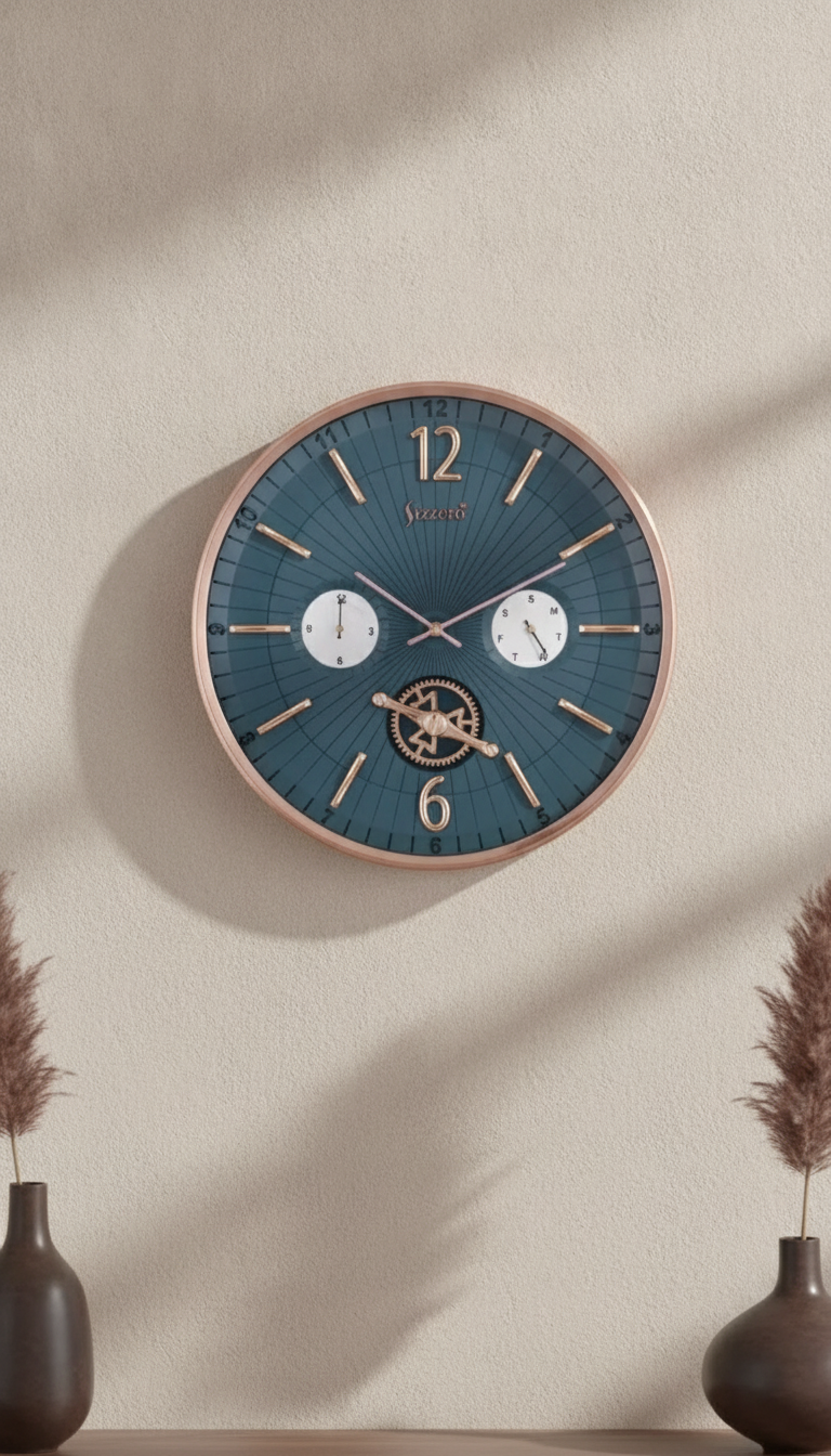 Sizzero 1617 Wall Clock - Black Dial with Rose Gold Finish - Decor 14