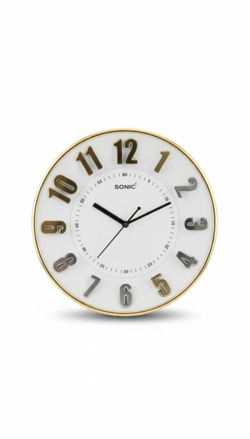 Sonic Gold & White Wall Clock - Elegant Home Decor key highlights