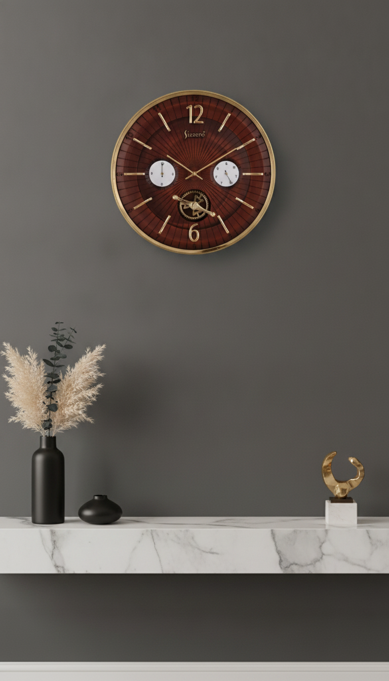 Sizzero 1617 Wall Clock - Black Dial with Rose Gold Finish - Decor 8