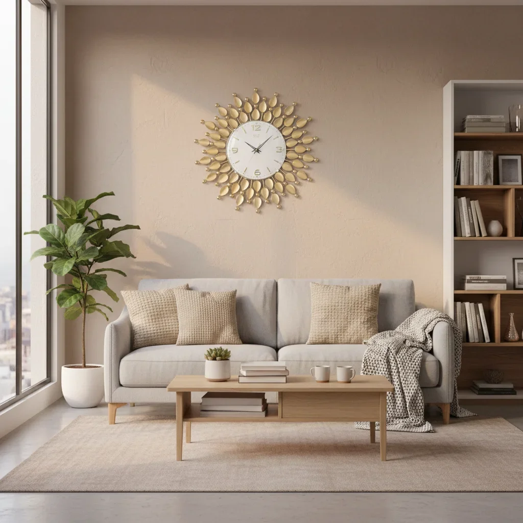 Theo 5152 Gold Leaf Wall Clock - Decor 1