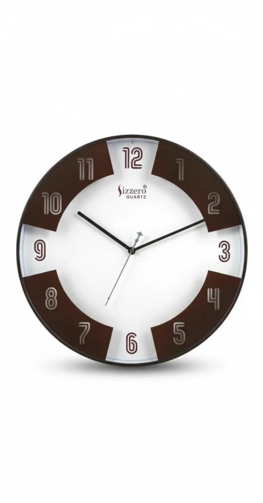 Sizzero 1408 Modern Wall Clock - Brown key highlights