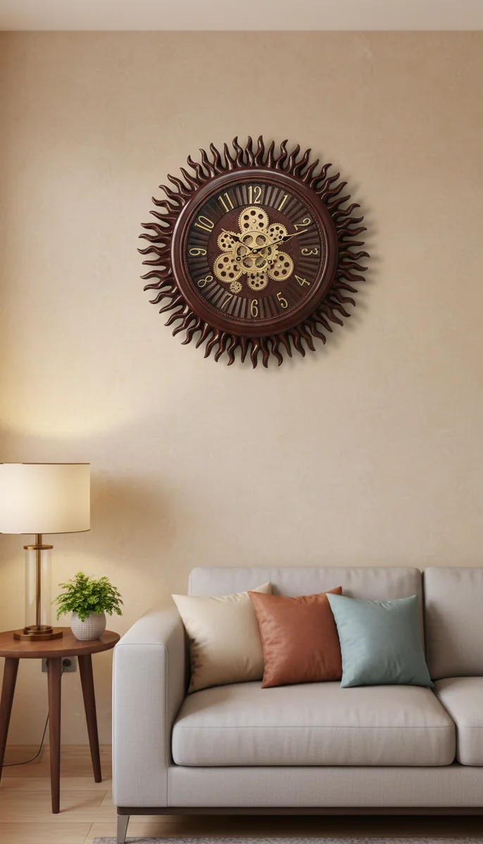 Sapna 3361 Sunburst Gear Wall Clock