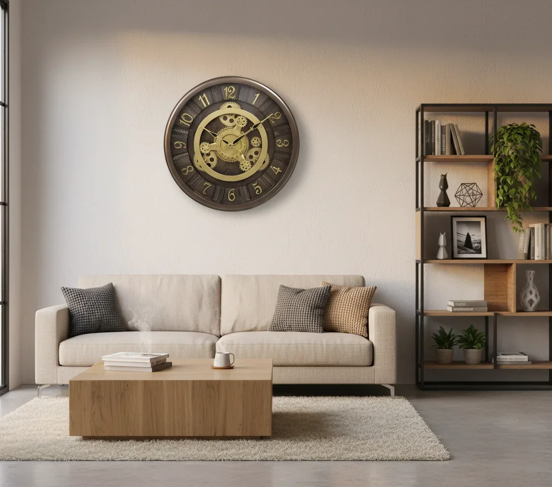 Elegant Bronze & Gold Gear Wall Clock | Milan H97 Model lifestyle 1