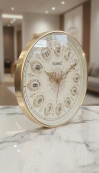 Sonic 1221 Gold Wall Clock: Elegant Quartz Design - Sonic - Wall Clock 12 inch - Wall Clock,  Quartz Clock,  Gold Frame - Image 7