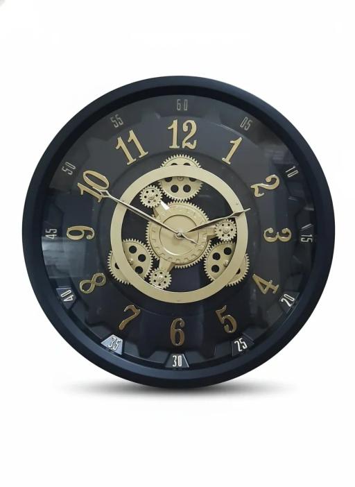 Milan H56 Industrial Steampunk Black & Gold Wall Clock key highlights