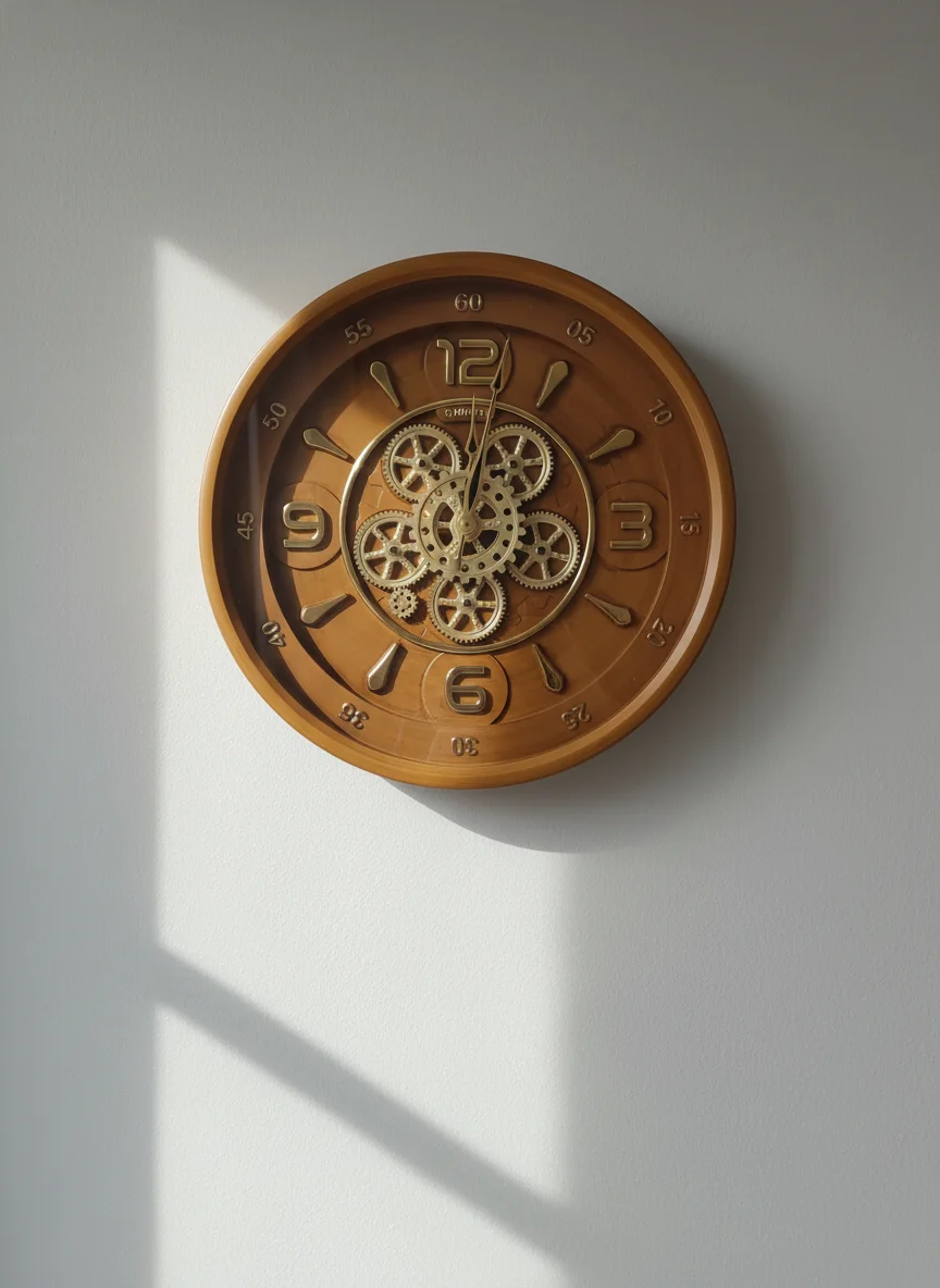 Sunbird 3131 Gold Gear Wall Clock