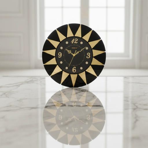 Rose Gold Sunburst Wall Clock - Surya S249 - Surya S 249-BlackandGold - Premium Wall Clock 15.9 inch